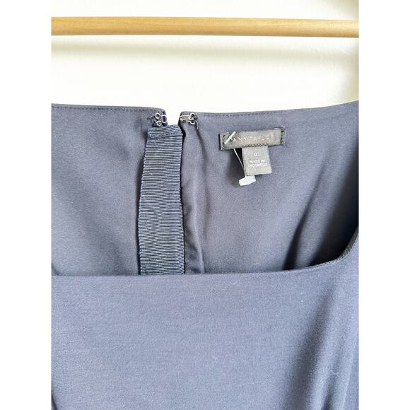 Ann Taylor Square Neck Midi Dress in Stretch Cotton in Navy 2P - Picture 6 of 6